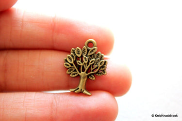 5 x Bronze Tone Tree Charm Pendant 17mm x 21mm